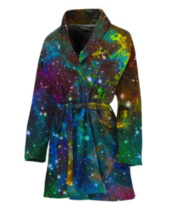 Abstract Colorful Galaxy Space Print Women's Bathrobe
