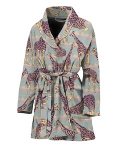 Aztec Giraffe Pattern Print Women's Bathrobe