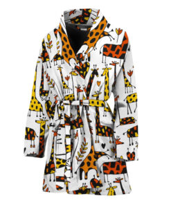 Cartoon Giraffe Pattern Print Women's Bathrobe