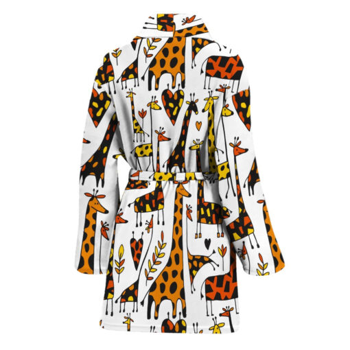 Cartoon Giraffe Pattern Print Women's Bathrobe