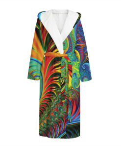 Psychedelic Fractal Print Hooded Bathrobe