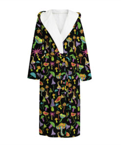 Psychedelic Mushroom Pattern Print Hooded Bathrobe