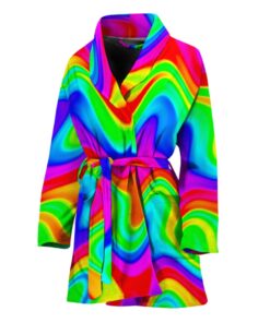 Psychedelic Rainbow Trippy Print Women's Bathrobe
