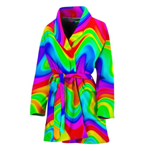 Psychedelic Rainbow Trippy Print Women's Bathrobe