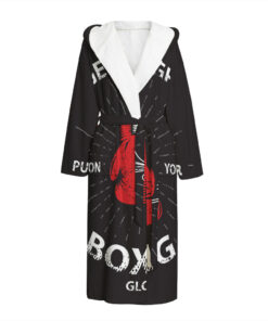 Put On Your Boxing Gloves Print Hooded Bathrobe