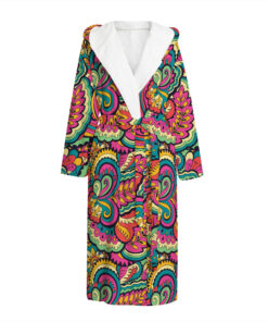 Retro Psychedelic Hippie Pattern Print Hooded Bathrobe
