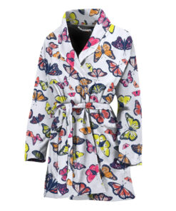 Spring Butterfly Pattern Print Women's Bathrobe