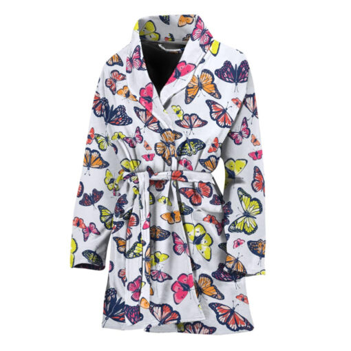 Spring Butterfly Pattern Print Women's Bathrobe