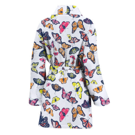 Spring Butterfly Pattern Print Women's Bathrobe