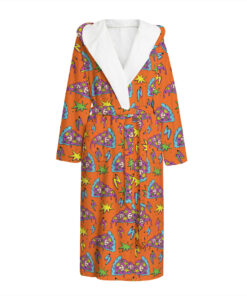 Trippy Pizza Pattern Print Hooded Bathrobe
