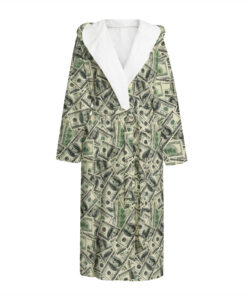 US Dollar Print Hooded Bathrobe